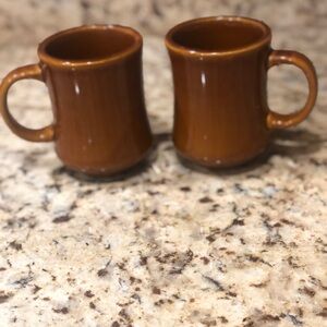 Vintage Buffalo Restaurant Style Brown Ceramic Coffee Mugs - Set of 2